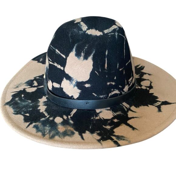 Hatch Fedora Wool Tie Dye Hat One Size Tan Black - Picture 3 of 7